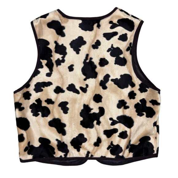White Stag Cow Print Faux Fur Zip Vest Women’s Large - Picture 3 of 5